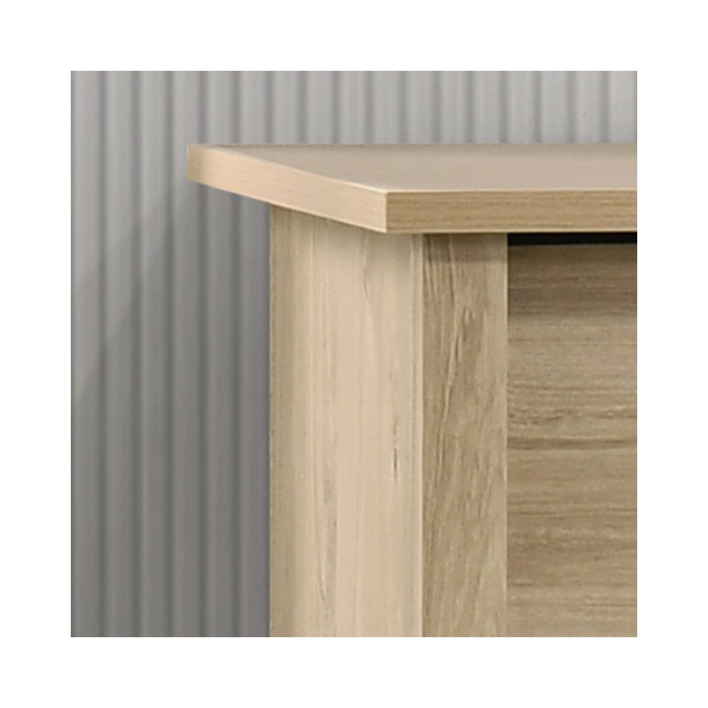Celeste 57"W Light Oak Finish 6-Drawer Dresser with Black Handles. Picture 3