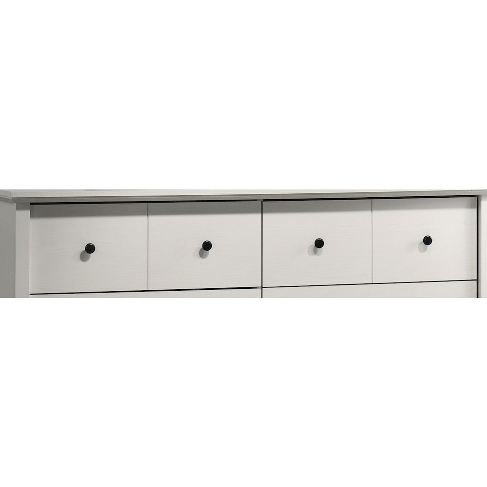 Elara 57"W White 6-Drawer Dresser with Black Handles. Picture 4