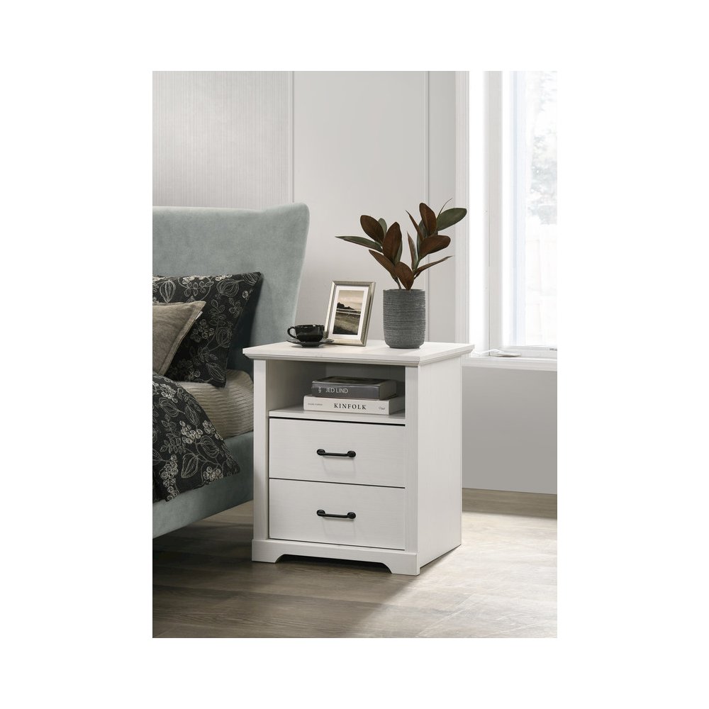 Elara 22"W White 2-Drawer Nightstand Bedside Table with USB charging  Ports. Picture 8