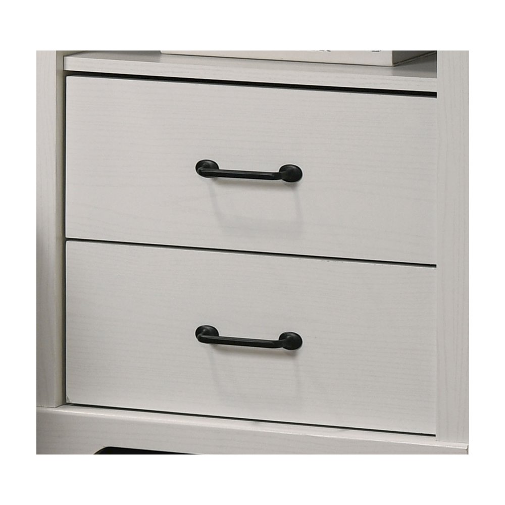 Elara 22"W White 2-Drawer Nightstand Bedside Table with USB charging  Ports. Picture 5