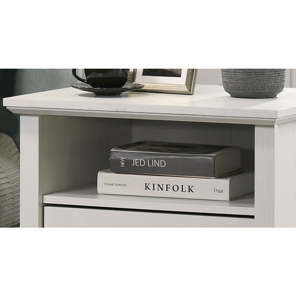 Elara 22"W White 2-Drawer Nightstand Bedside Table with USB charging  Ports. Picture 4