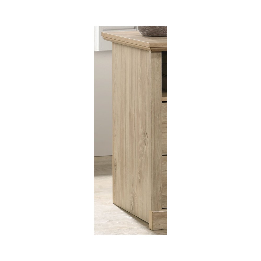 22"W Light Oak Finish 2-Drawer Nightstand Bedside Table with USB Charging  Ports. Picture 2
