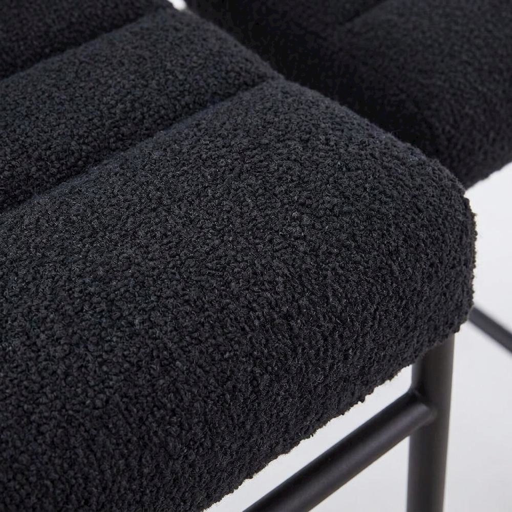 Black Boucle Fabric Counter Height Stool with Steel and Wood Frame. Picture 5
