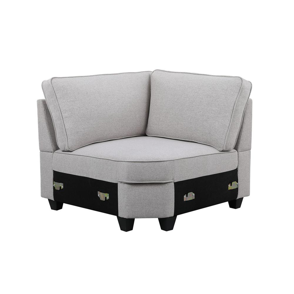 Leo Light Gray Linen 8Pc Modular L-Shape Sectional Sofa and Ottoman. Picture 8
