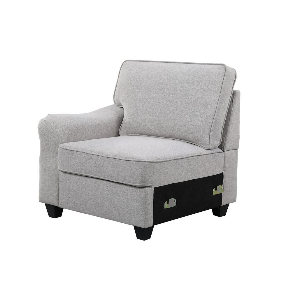 Leo Light Gray Linen 8Pc Modular L-Shape Sectional Sofa and Ottoman. Picture 3