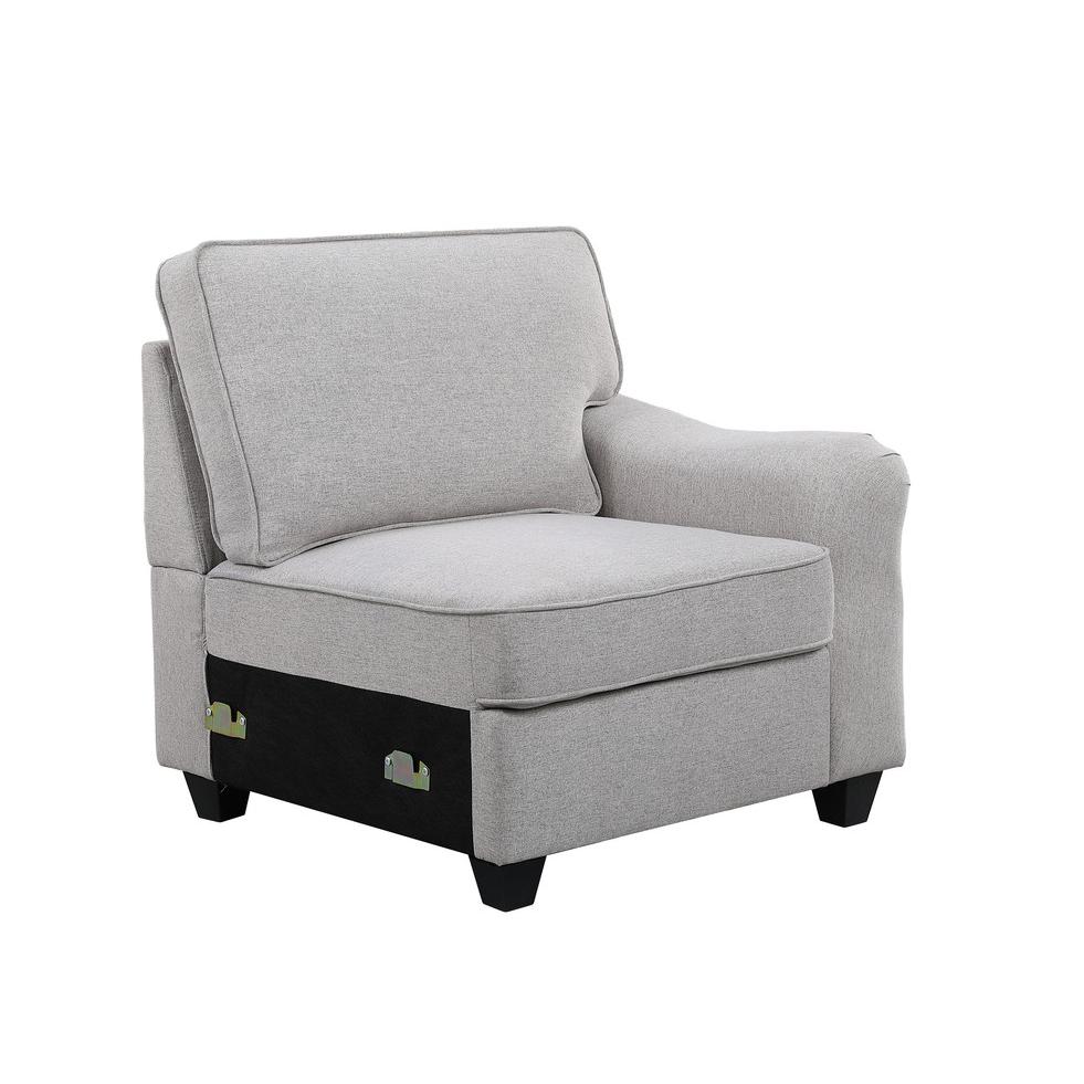 Leo Light Gray Linen 8Pc Modular L-Shape Sectional Sofa and Ottoman. Picture 6