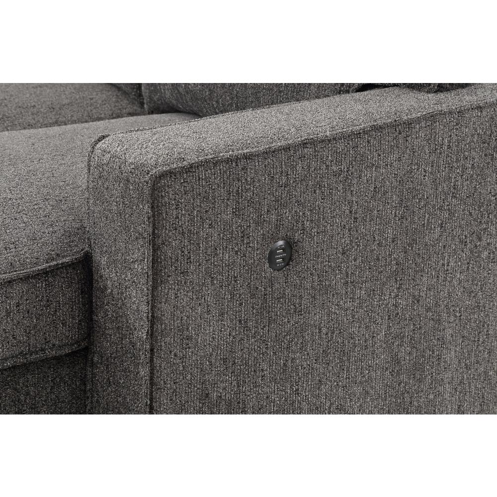 Estelle Dark Gray Fabric Reversible Sleeper Sectional with Storage Chaise Drop-Down Table 2 Cup Holders and 2 USB Ports. Picture 8