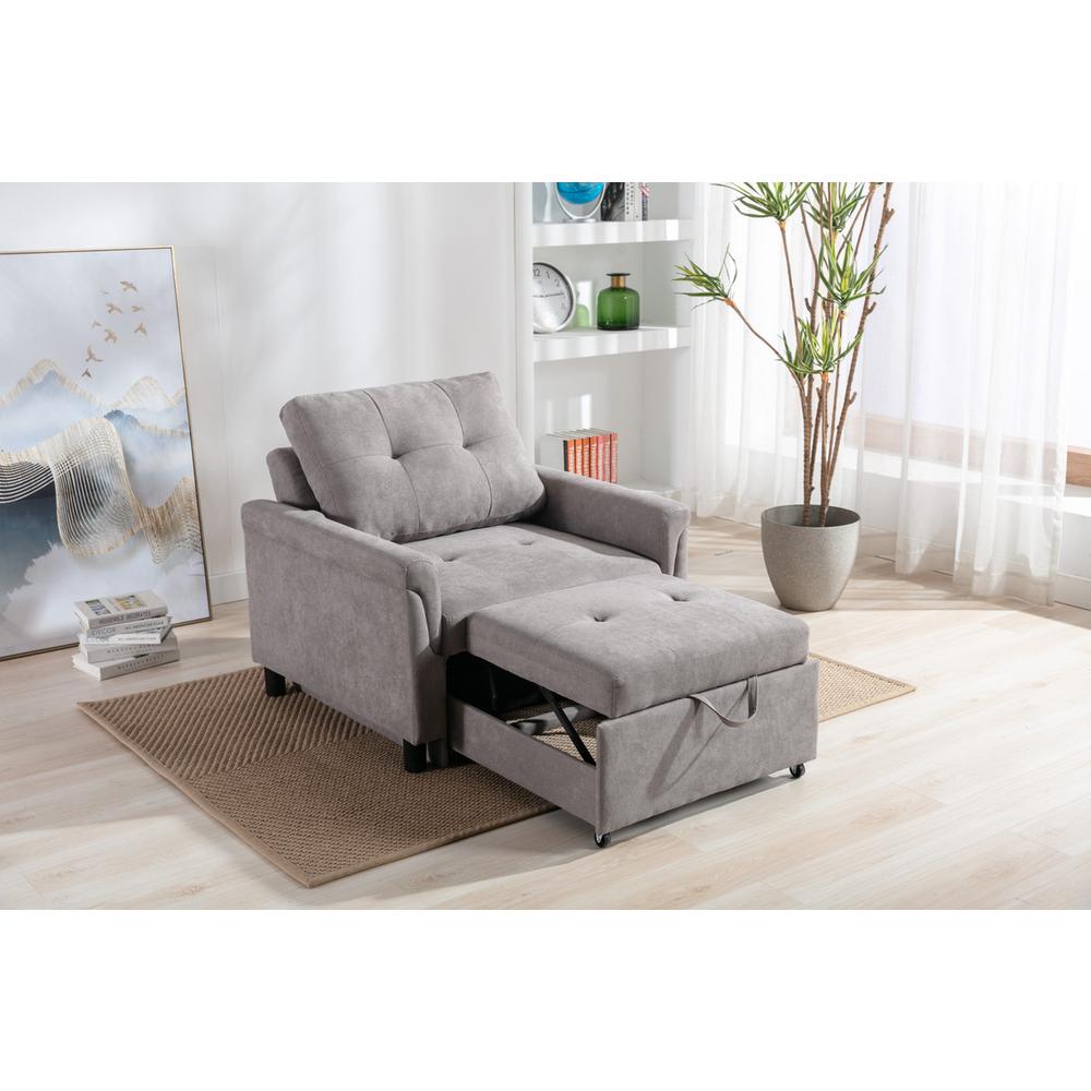 Hannah Gray Woven Convertible Armchair. Picture 2