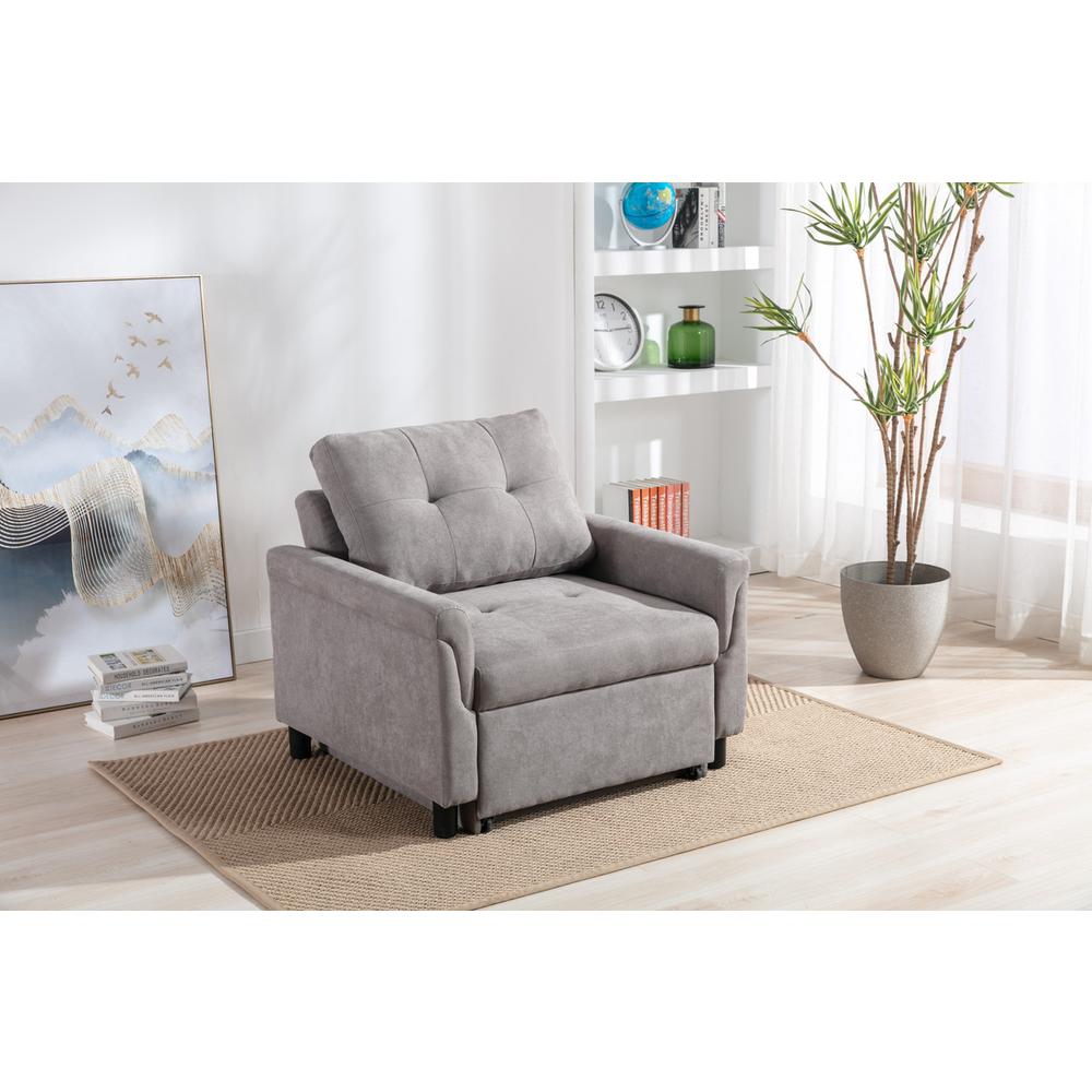 Hannah Gray Woven Convertible Armchair. Picture 4