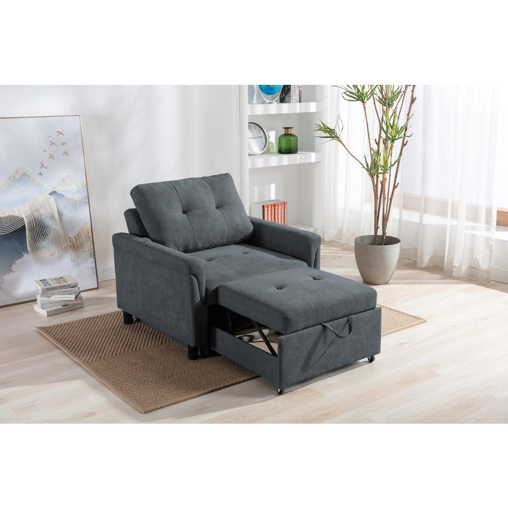 Hannah Dark Gray Woven Convertible Armchair. Picture 2