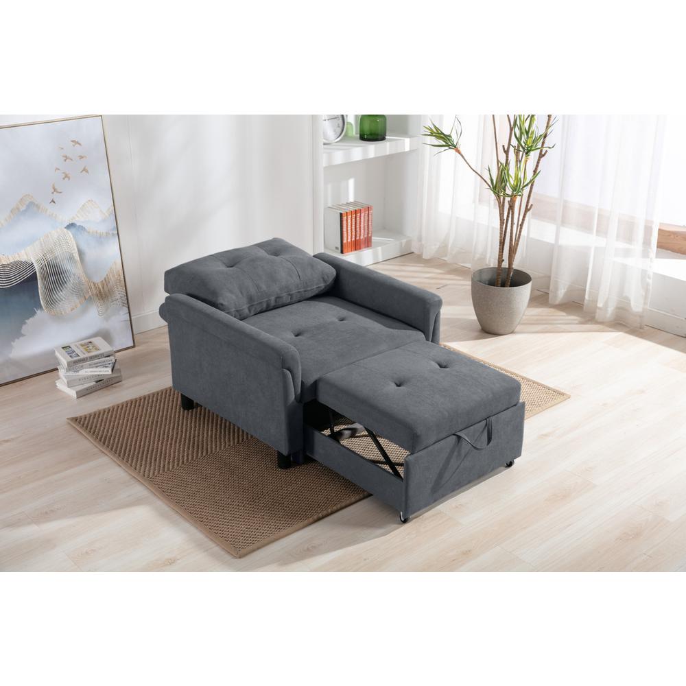 Hannah Dark Gray Woven Convertible Armchair. Picture 3