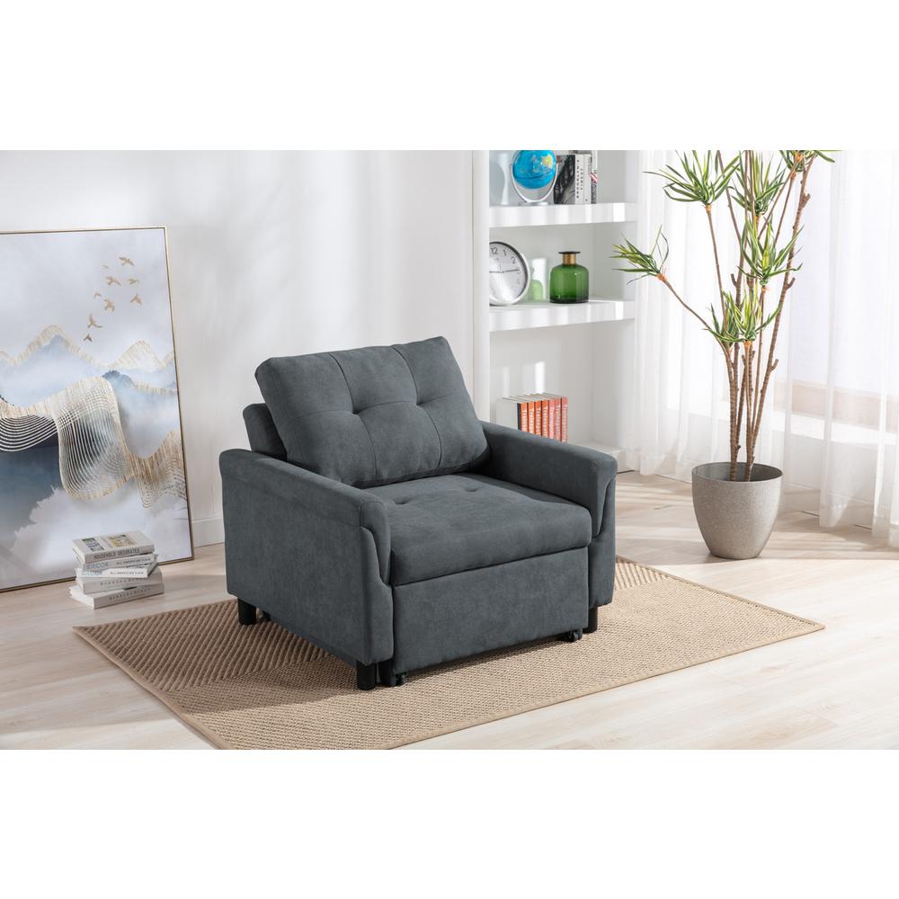 Hannah Dark Gray Woven Convertible Armchair. Picture 4