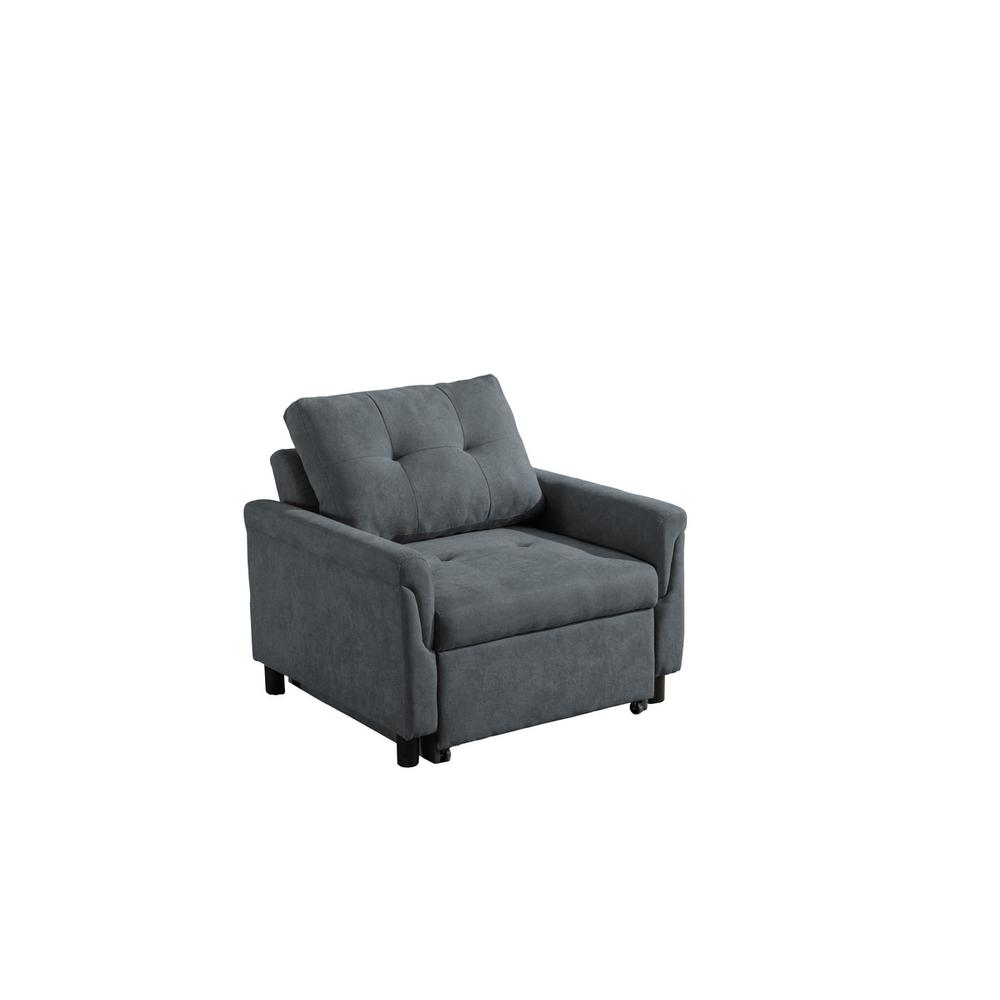 Hannah Dark Gray Woven Convertible Armchair. Picture 1