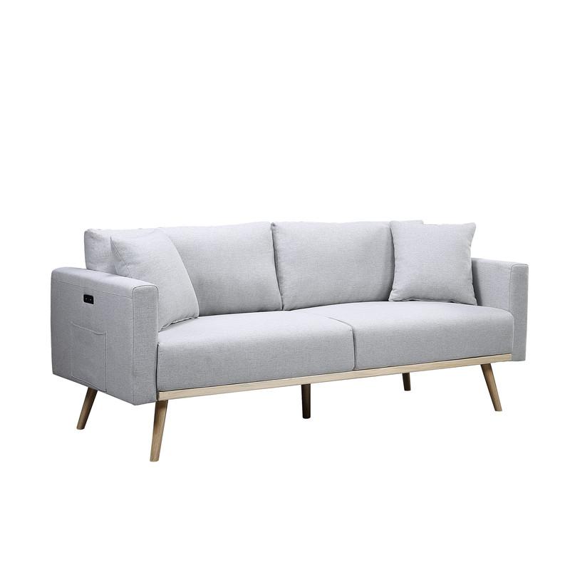 Easton Light Gray Linen Fabric Sofa Loveseat Chair Living Room Set with ...