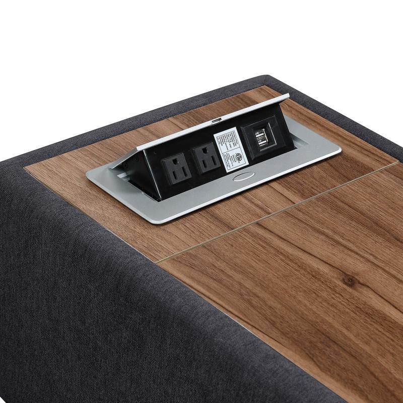 Madison Dark Gray Fabric 6 Piece Modular Sectional Sofa with Ottoman and USB Storage Console Table. Picture 11
