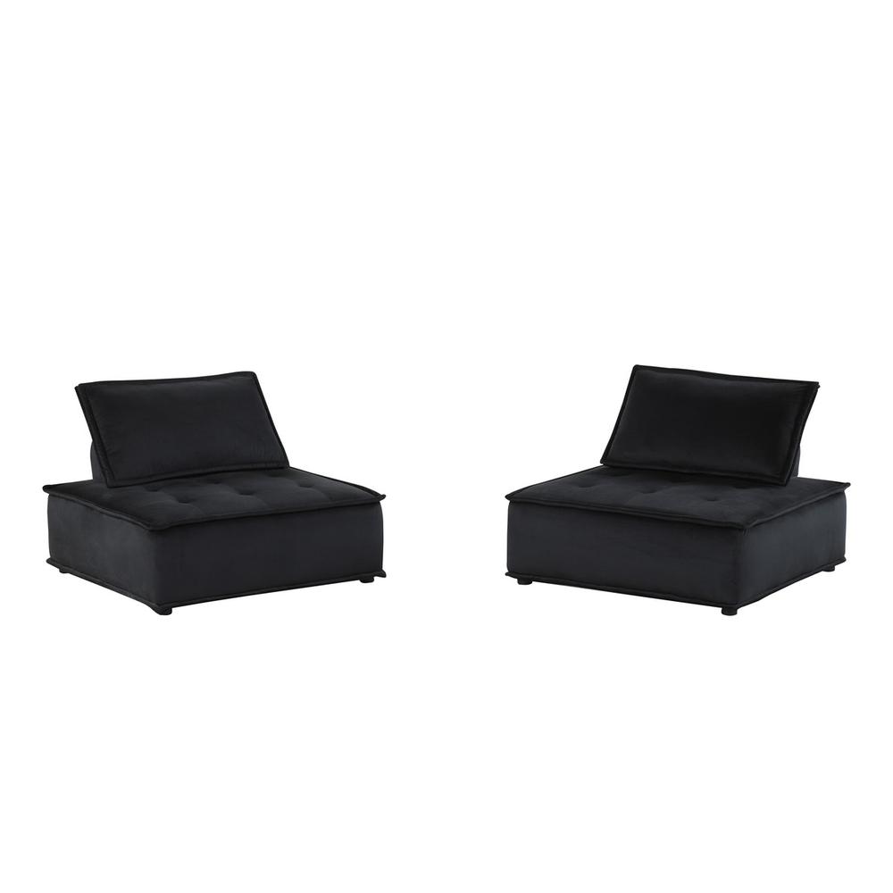 Anna Black Velvet Set of 2 Armless Lounge Chair. Picture 1