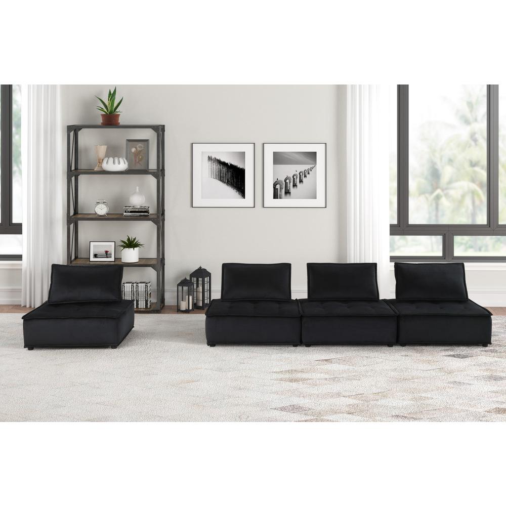 Anna Black Velvet 4-Seater Modular Sofa. Picture 2