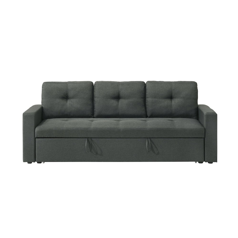 83.5"W Dark Gray Fabric Sleeper Sofa with Tufted Cushions. Picture 3