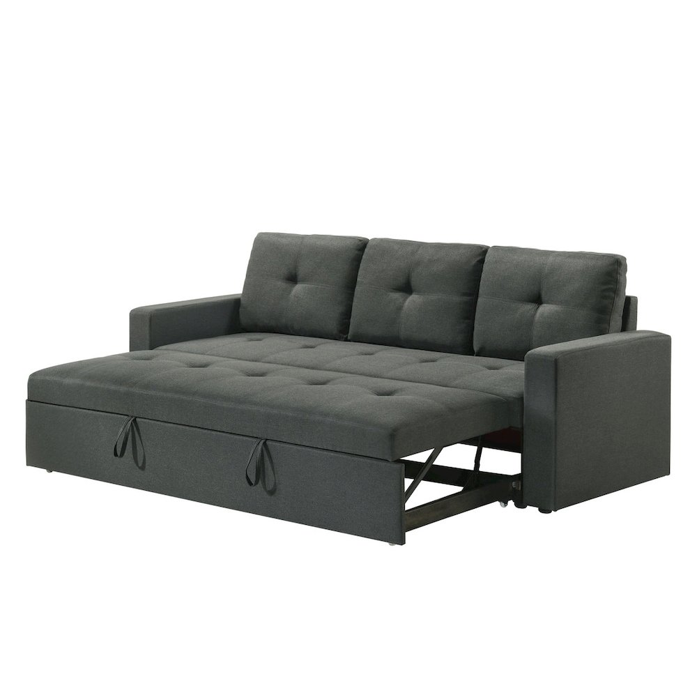 83.5"W Dark Gray Fabric Sleeper Sofa with Tufted Cushions. Picture 2