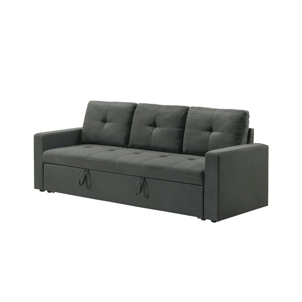 83.5"W Dark Gray Fabric Sleeper Sofa with Tufted Cushions. Picture 1