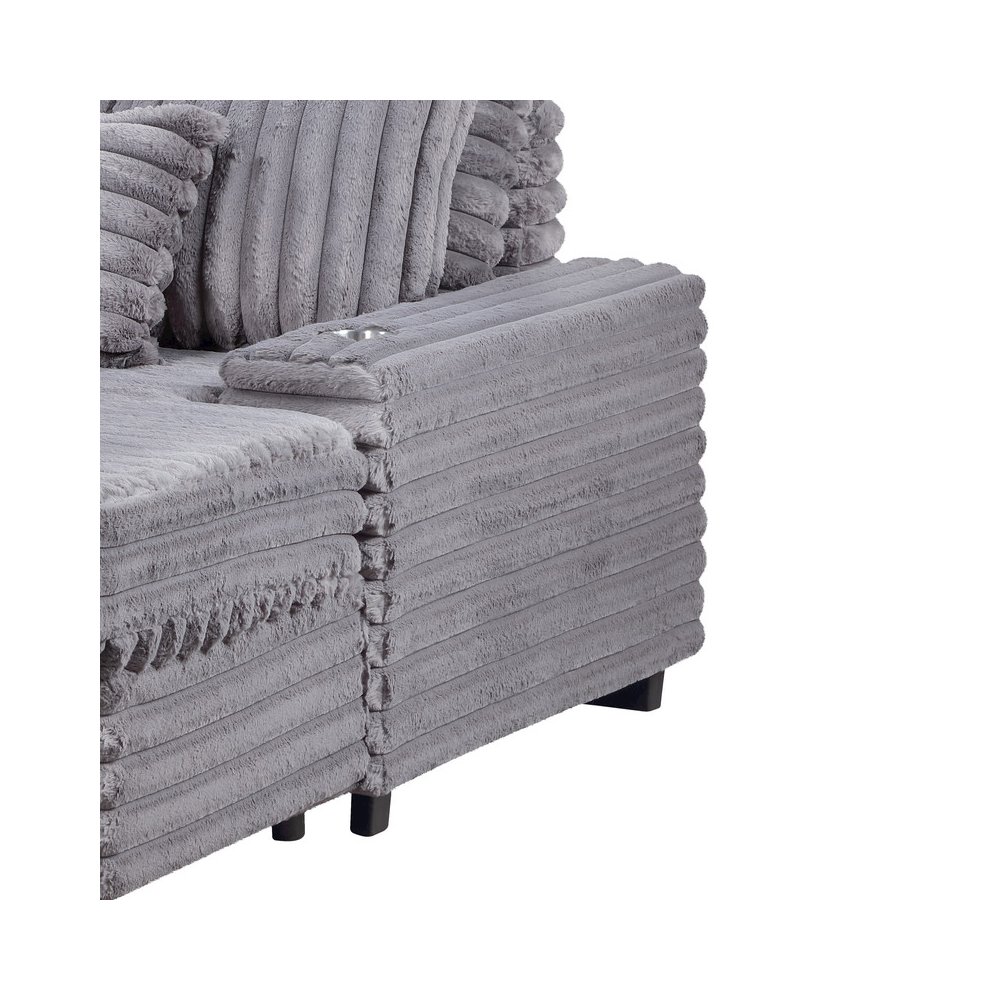 Symphony 67"W Gray Corduroy Oversized Sofa Chaise Lounge Chair. Picture 4