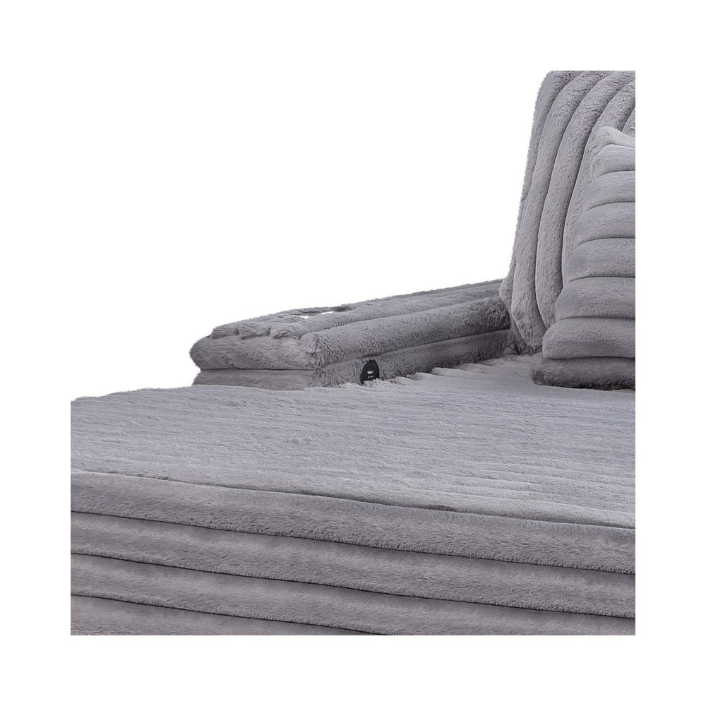 Symphony 67"W Gray Corduroy Oversized Sofa Chaise Lounge Chair. Picture 5