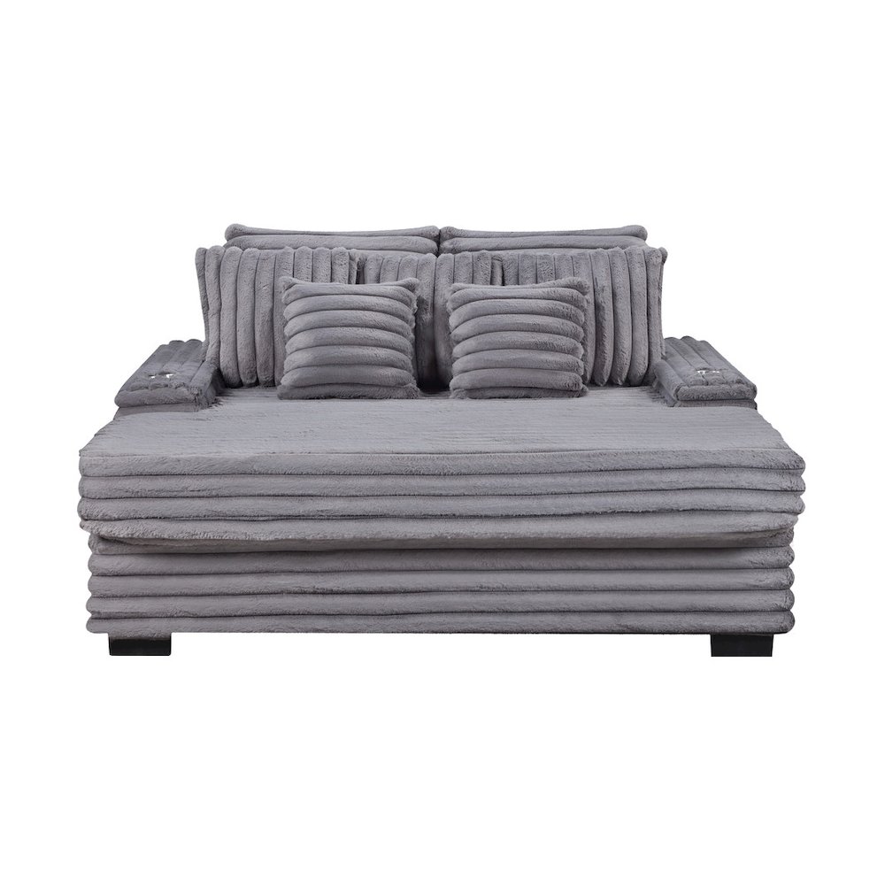 Symphony 67"W Gray Corduroy Oversized Sofa Chaise Lounge Chair. Picture 2