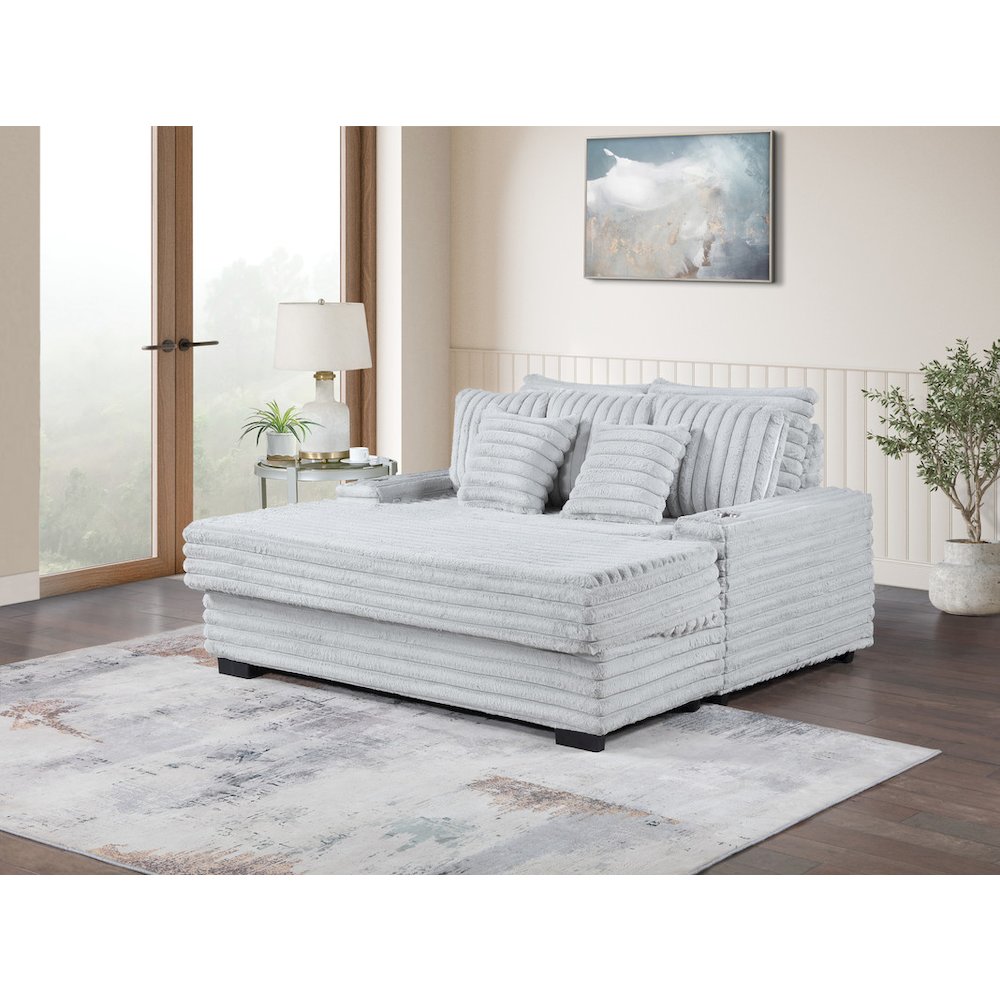 Symphony 67"W Light Gray Corduroy Oversized Sofa Chaise Lounge Chair. Picture 3