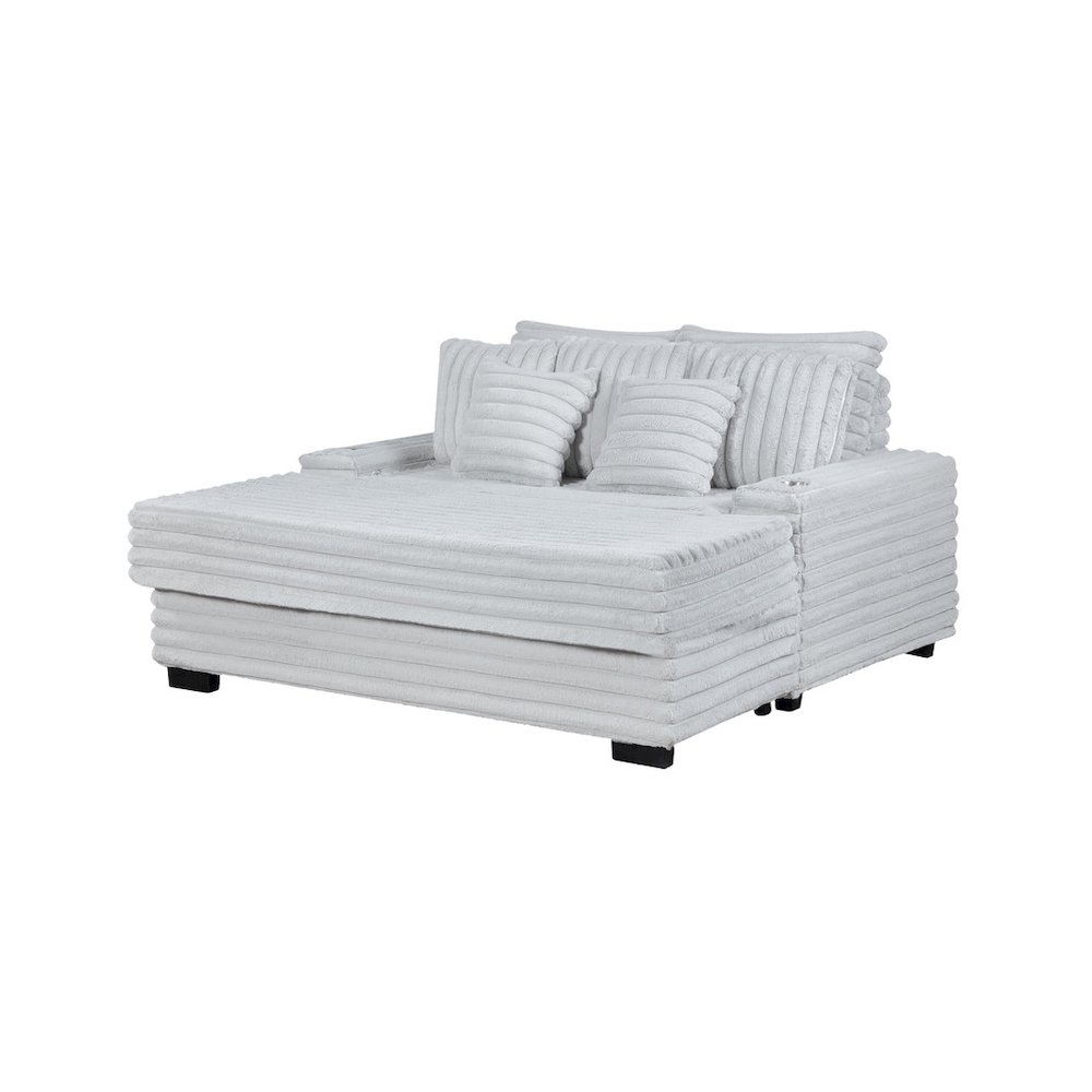 Symphony 67"W Light Gray Corduroy Oversized Sofa Chaise Lounge Chair. Picture 1