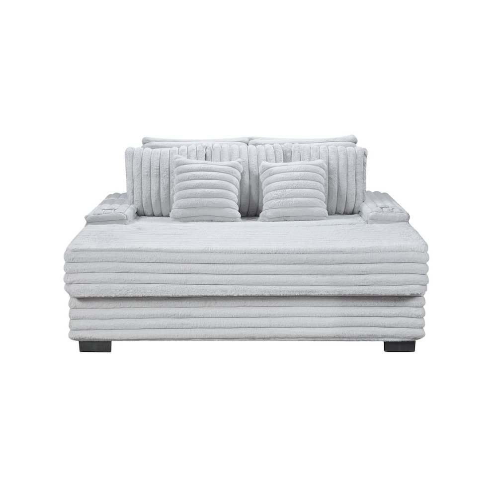 Symphony 67"W Light Gray Corduroy Oversized Sofa Chaise Lounge Chair. Picture 2