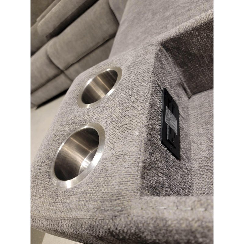 Anthony 114" Wide Light Gray Chenille Fabric Power Reclining Sectional. Picture 6
