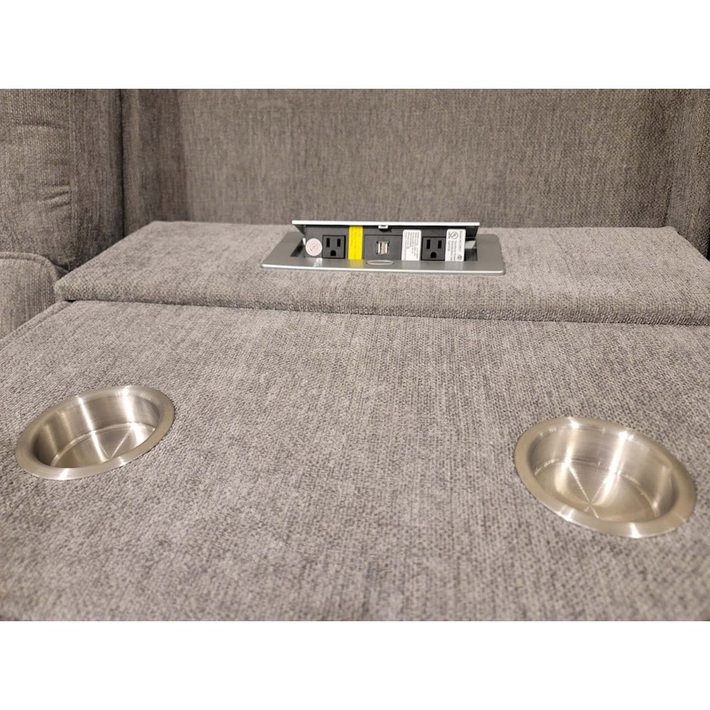Anthony 114" Wide Light Gray Chenille Fabric Power Reclining Sectional. Picture 5