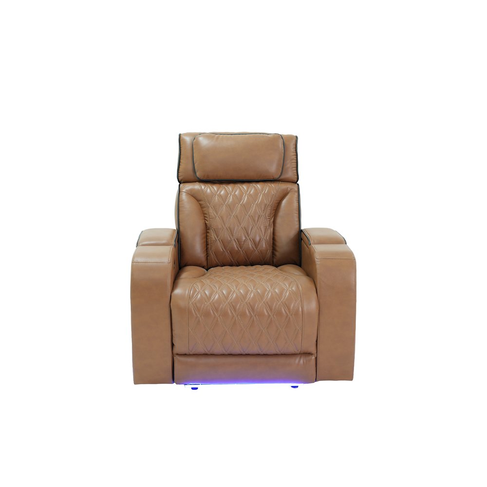 38" Light Brown Leather Aire Transformer Power Reclining Chair, Power Headrest. Picture 5