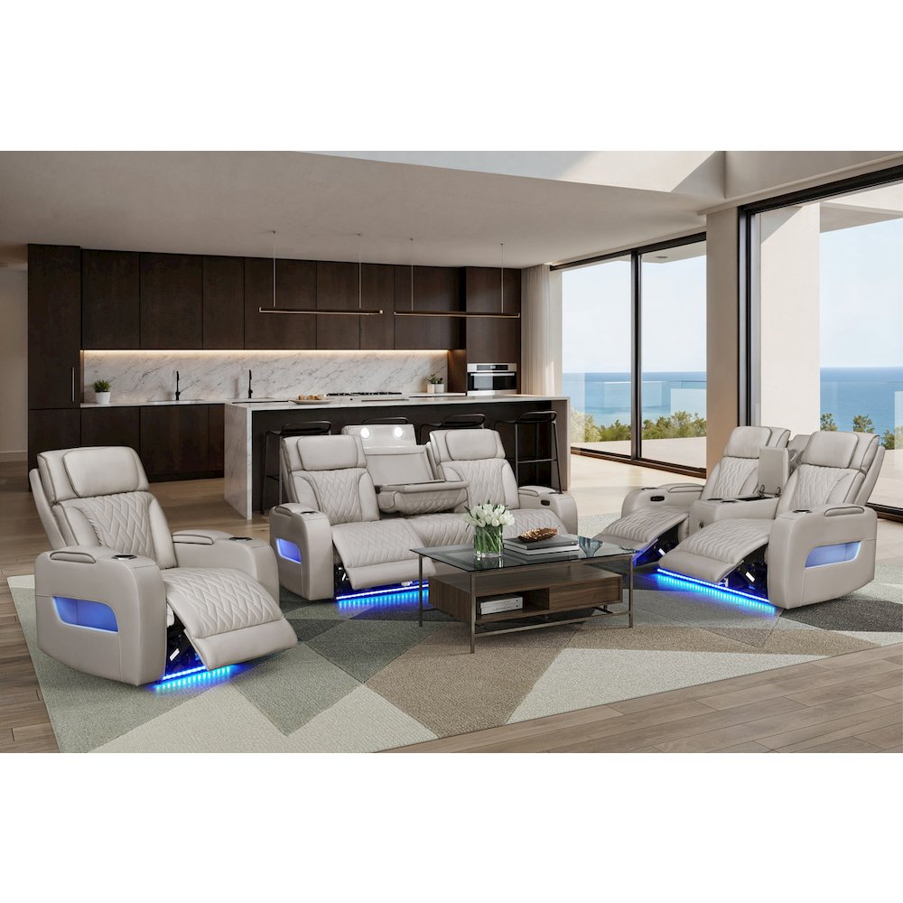 Ice Leather Aire Transformer Power Reclining Sofa,Loveseat&Chair Living Room Set. Picture 12