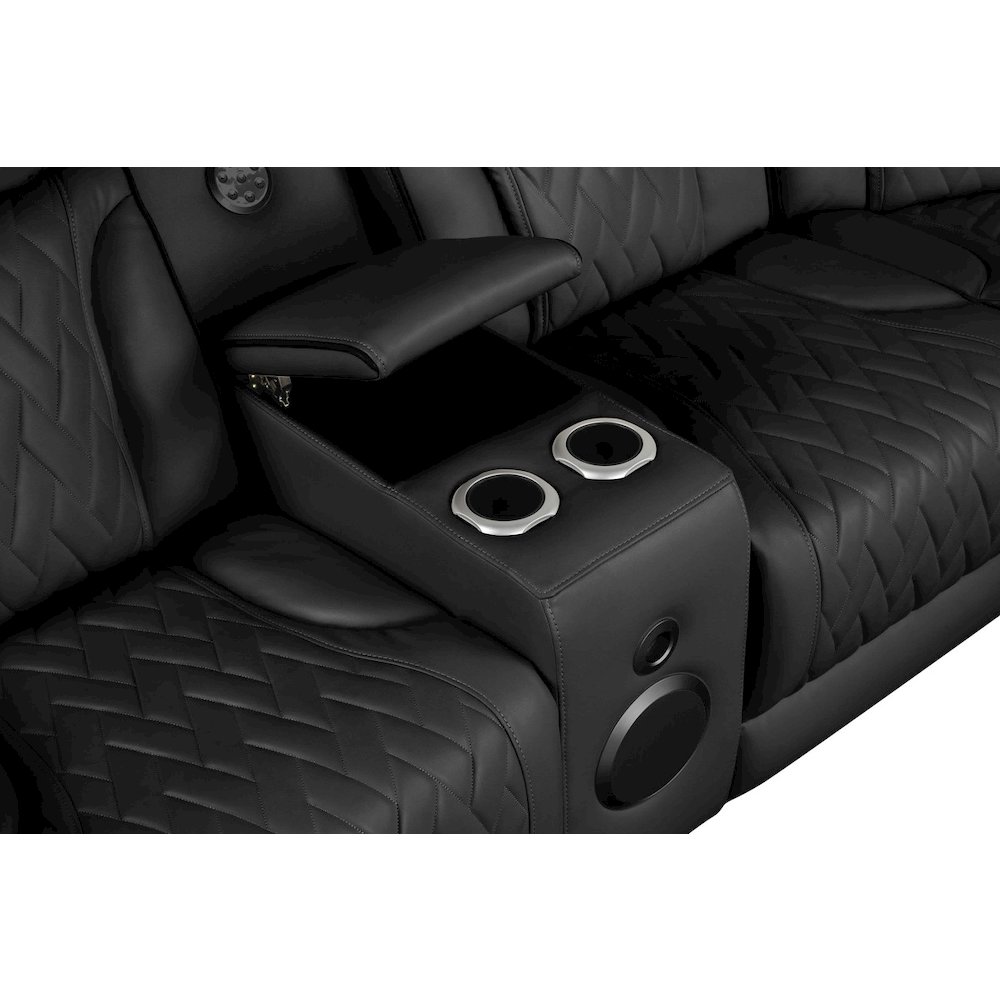 Jazz 117"W Black Leather Aire Transformer Power Reclining Sectional Sofa. Picture 5