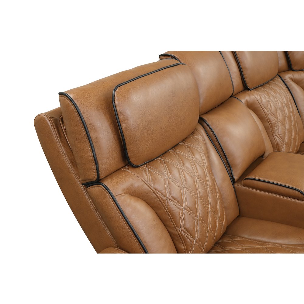 116" Light Brown Leather Aire Transformer Power Reclining Sectional Sofa. Picture 4
