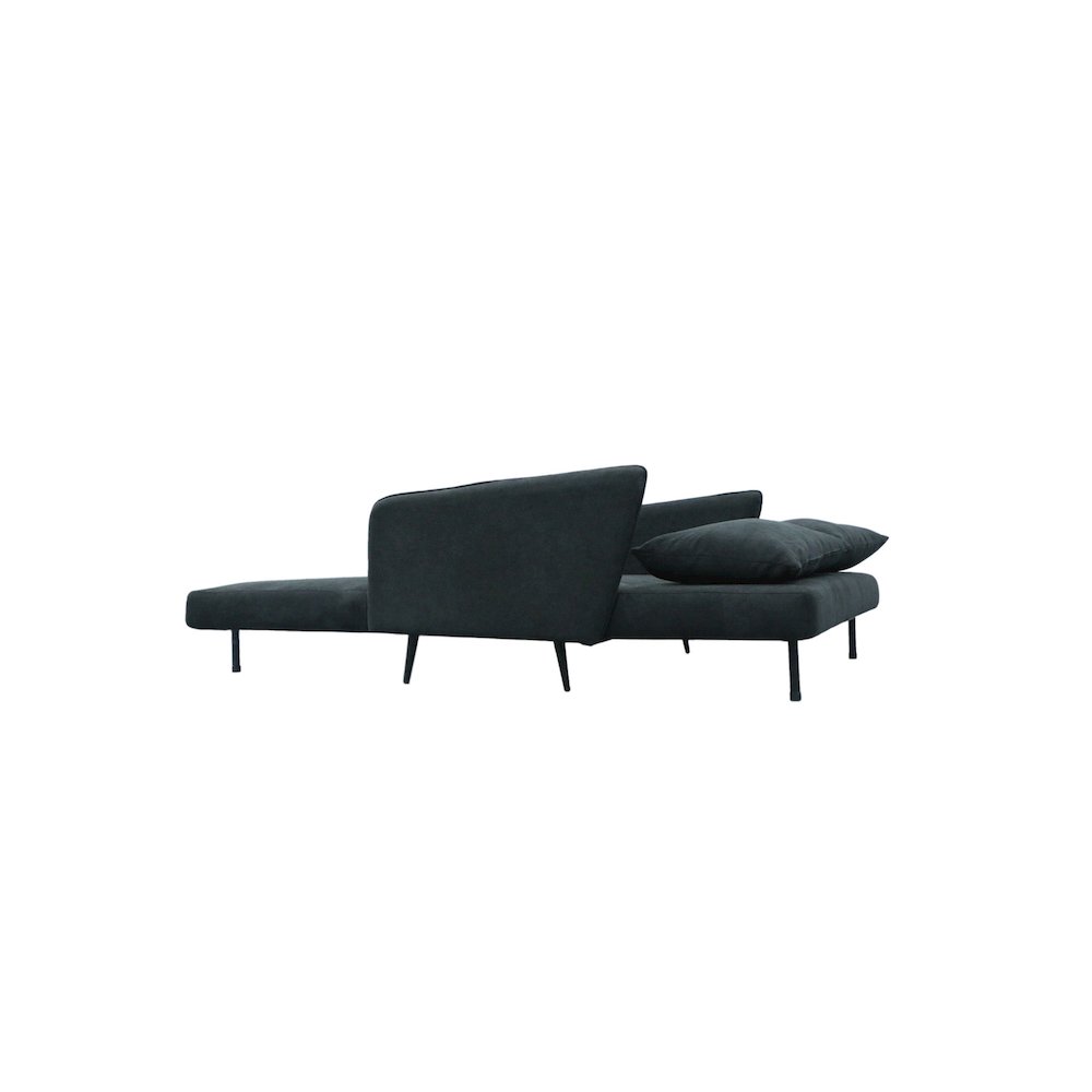 Lawson 61"W Black Fabric Convertible Loveseat Sleeper with Pillows. Picture 3