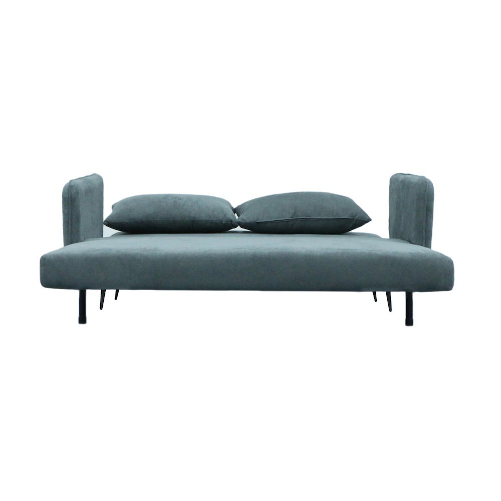 Lawson 61"W Gray Fabric Convertible Loveseat Sleeper with Pillows. Picture 8