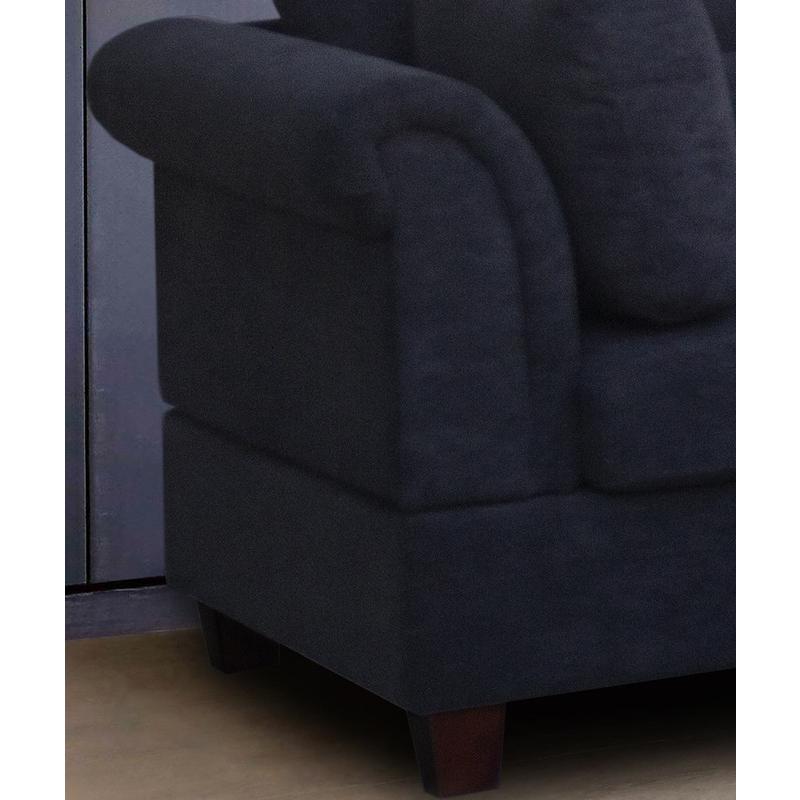 Diego Black Fabric Sectional Sofa with Right Facing Chaise, Storage Ottoman, and 2 Accent Pillows. Picture 5