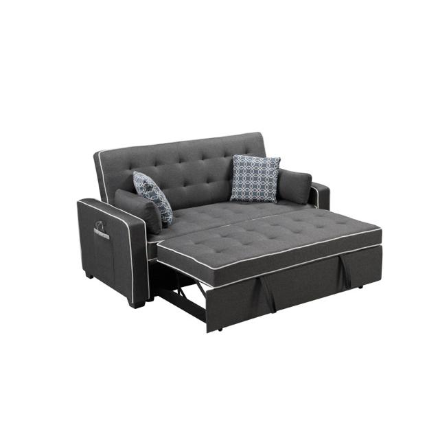 Austin Modern Gray Fabric Sleeper Sofa with 2 USB Charging Ports and 4 Accent Pillows. Picture 2