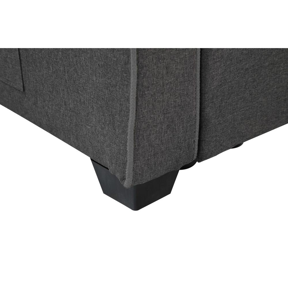 70"W Modern Gray Fabric Sleeper Sofa with 2 USB Charging Ports and 4 Pillows. Picture 3