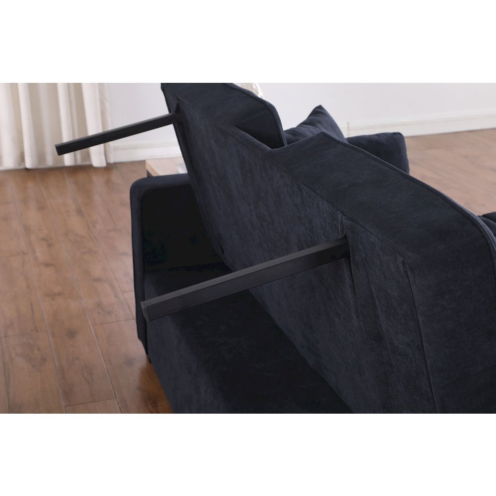 Cody II 70"W Dark Gray Woven Convertible Sleeper Loveseat with Dropdown Console. Picture 12