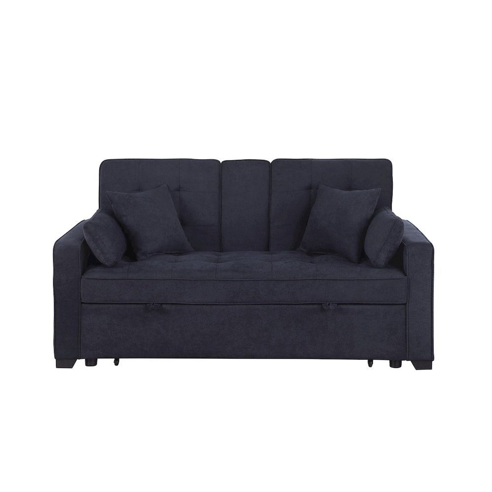 Cody II 70"W Dark Gray Woven Convertible Sleeper Loveseat with Dropdown Console. Picture 1