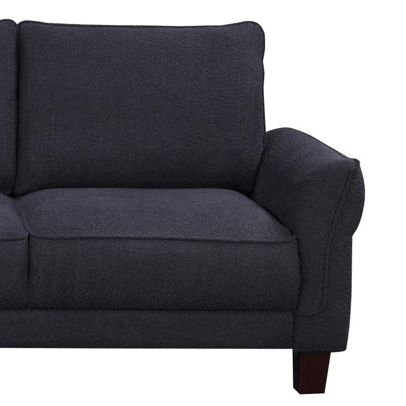 Black Sherpa Sectional Sofa with Left-Facing Chaise. Picture 3