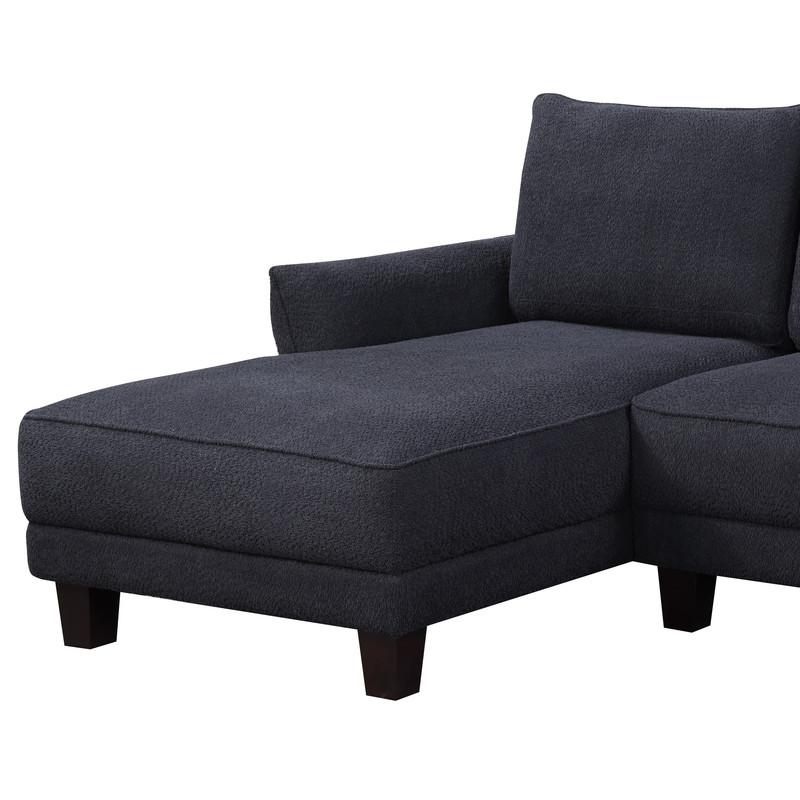 Black Sherpa Sectional Sofa with Left-Facing Chaise. Picture 5