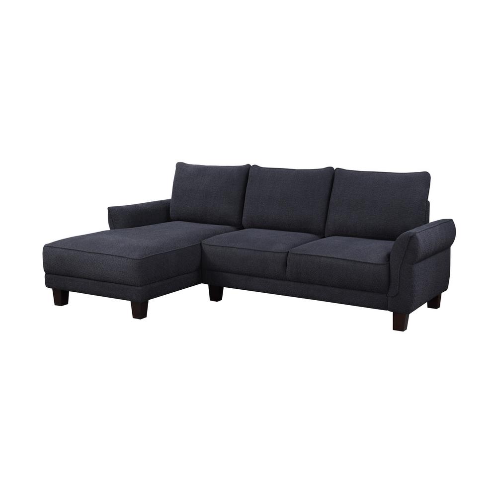 Black Sherpa Sectional Sofa with Left-Facing Chaise. Picture 1