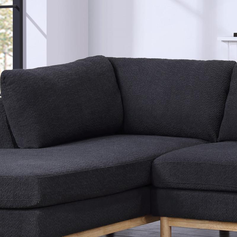 Black Sherpa 124" Wide Double Chaise U-Shape Sectional Sofa. Picture 3