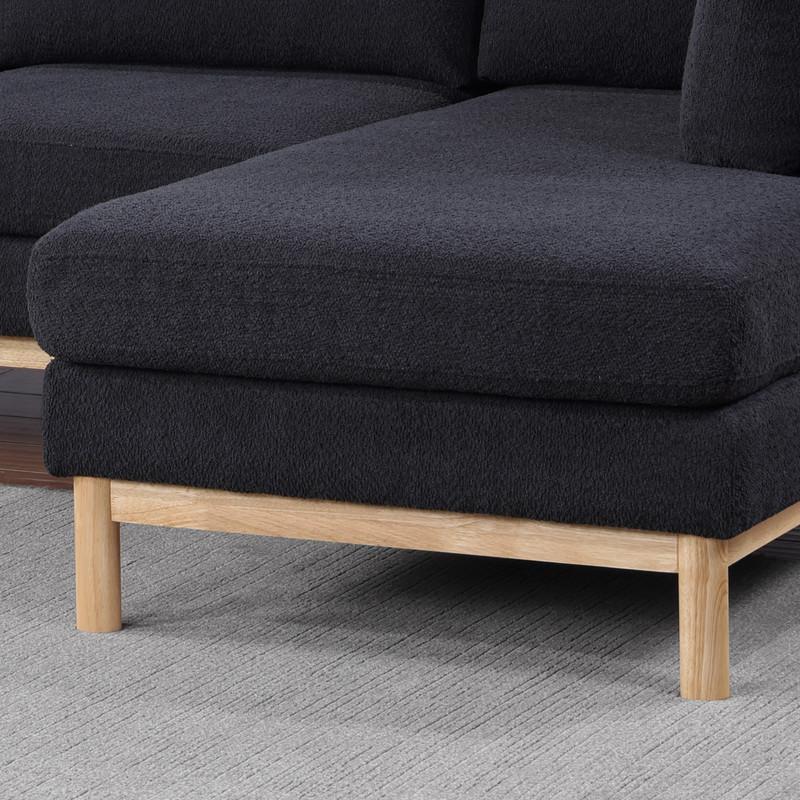 Black Sherpa 124" Wide Double Chaise U-Shape Sectional Sofa. Picture 5