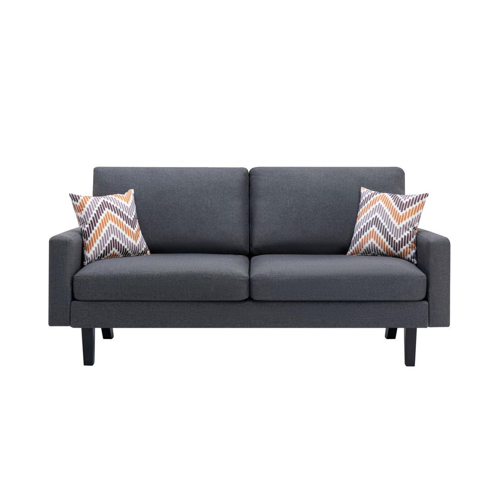 Bahamas Dark Gray Linen Sofa with 2 Throw Pillows. Picture 2