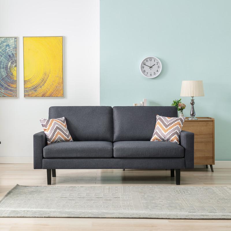 Bahamas Dark Gray Linen Sofa with 2 Throw Pillows. Picture 3